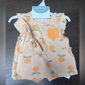 Petit Lem Peach set with Orange Print
